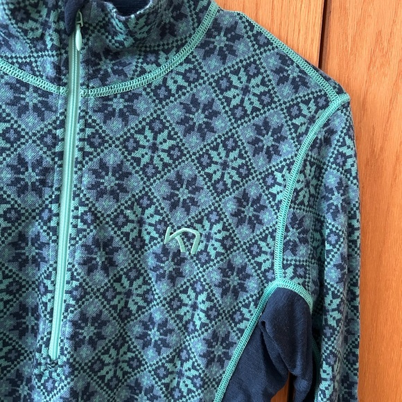 Kari Traa half zip first layer top, 100% Merino Wool. Beautiful pattern - Picture 3 of 12